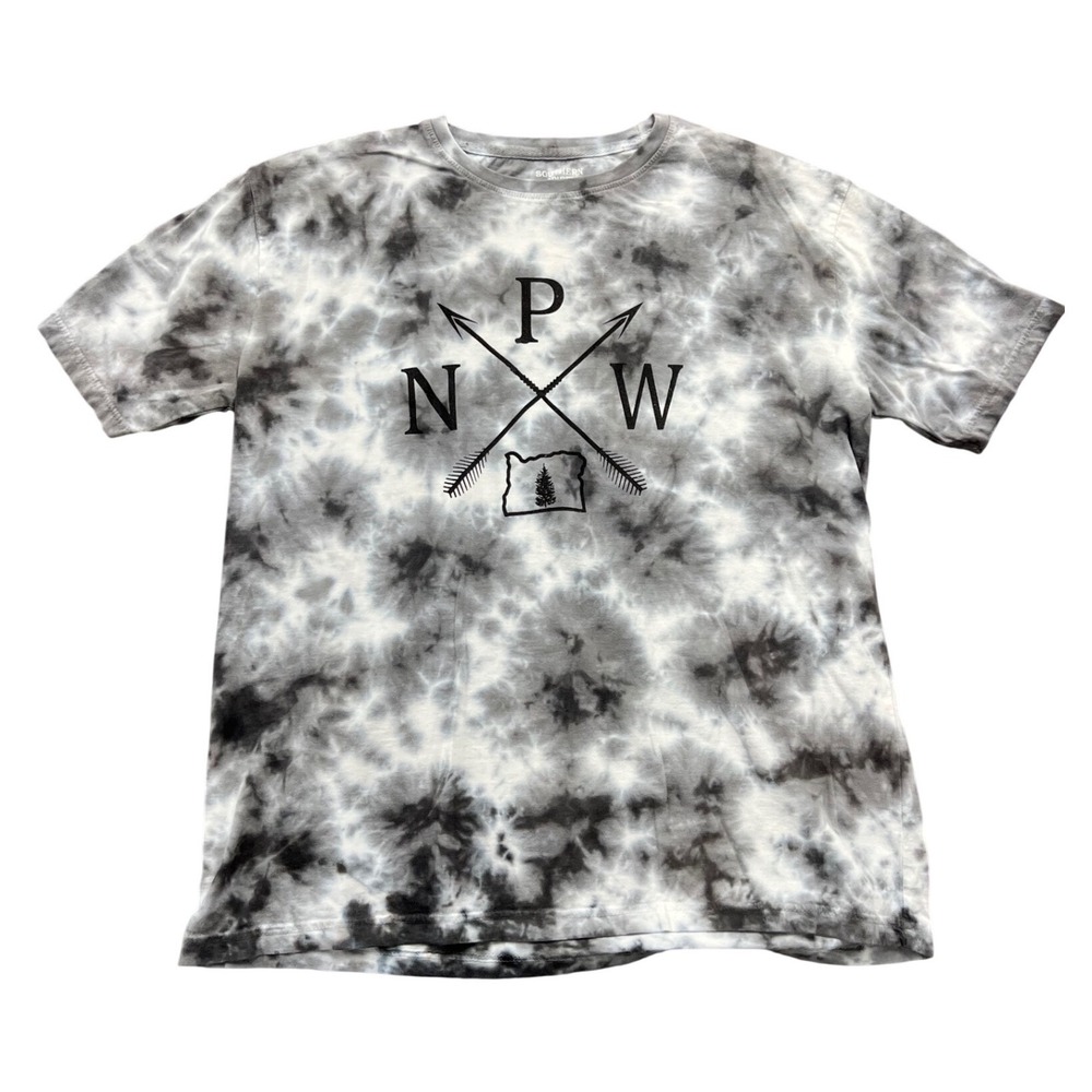 Southern Spirit PNW Oregon Tie‎ Dye T-Shirt Mens Medium Grey White Short Sleeve